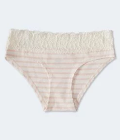 Aeropostale Women's Striped Lace-Trim Hipster
