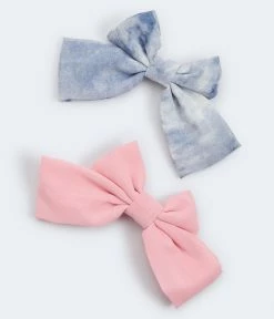 Aeropostale Women's Tie-Dye & Solid Bow Barrette 2-Pack