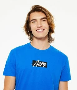 Aeropostale Men's Script Box Logo Graphic Tee