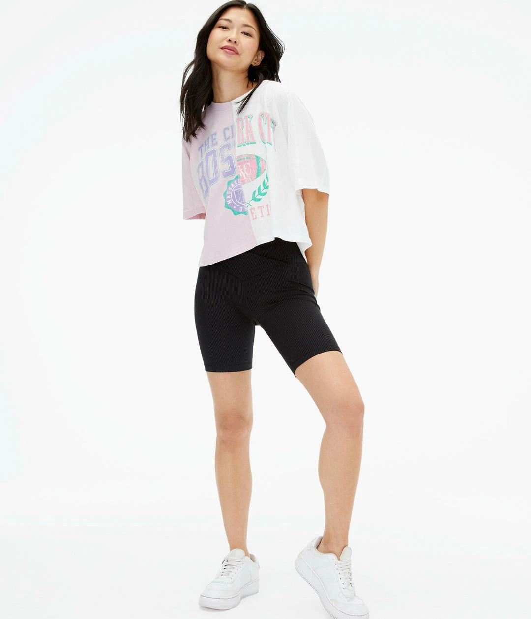 Aeropostale Women's Ribbed High-Rise Crossover Bike Shorts - Image 2