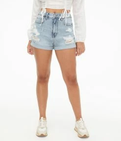 Aeropostale Women's High-Rise Curvy Denim Mom Shorts***