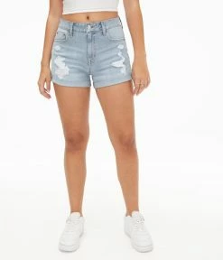 Aeropostale Women's Flex Effects High-Rise Curvy Denim Midi Shorts