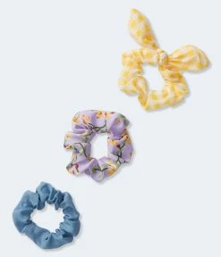 Aeropostale Women's Gingham Bow Scrunchie 3-Pack