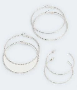 Aeropostale Women's Textured Hoop Earring 3-Pack