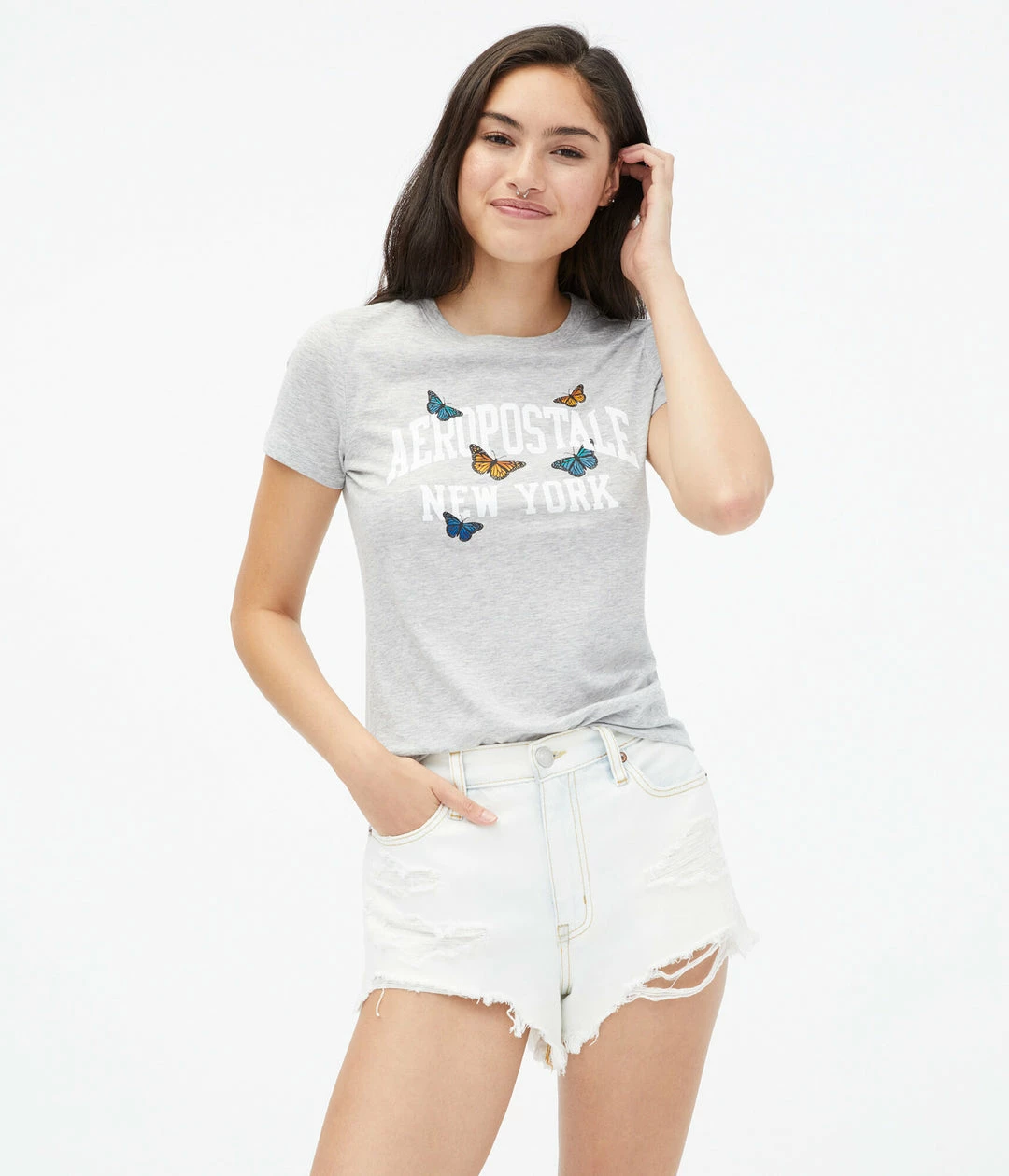 Aeropostale Women's New York Butterflies Graphic Tee