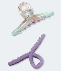 Aeropostale Women's Marbled & Matte Loop Claw Hair Clip 2-Pack