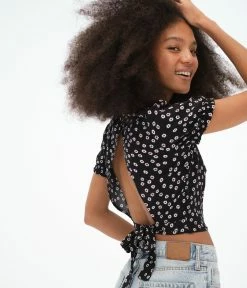 Aeropostale Women's Floral Tie-Back Crop Top***