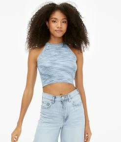 Aeropostale Women's Space-Dye Cropped High-Neck Sweater Tank