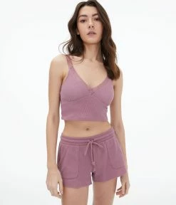 Aeropostale Women's Lacy Waffle-Knit Cropped Sleep Tank***