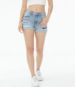 Aeropostale Women's Seriously Stretchy High-Rise Denim Midi Shorts