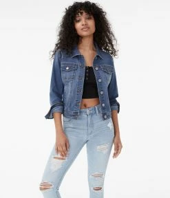 Aeropostale Women's Seriously Stretchy Medium Wash Denim Jacket