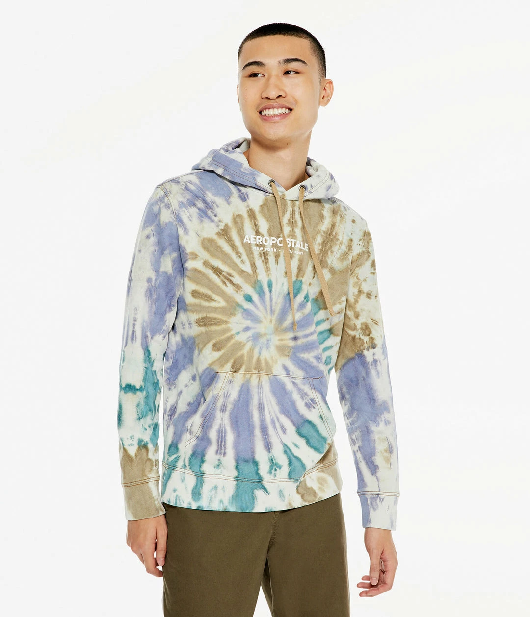 Aeropostale Men's Logo Tie-Dye Pullover Hoodie