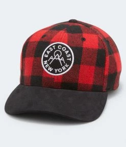 Aeropostale Men's East Coast Buffalo Plaid Adjustable Hat