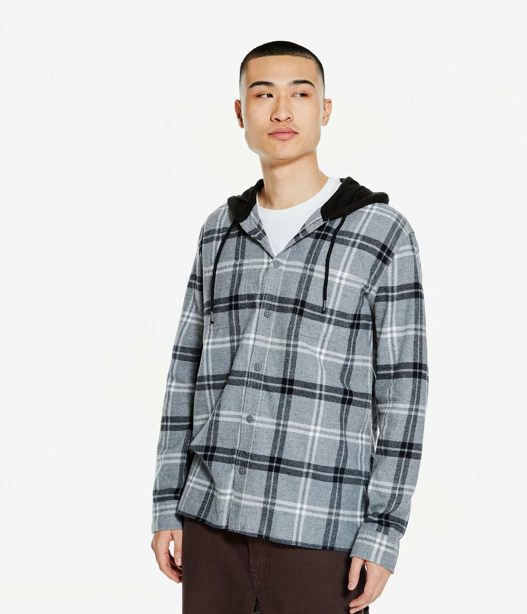 Aeropostale Men's Long Sleeve Plaid Flannel Hooded Button-Down Shirt - Image 6