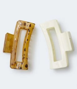 Aeropostale Women's Open Rectangle Claw Hair Clip 2-Pack