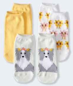 Aeropostale Women's Floral Collie Ankle Sock 3-Pack