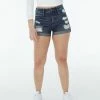 Aeropostale Womens High-Rise Curvy Denim Midi Shorts