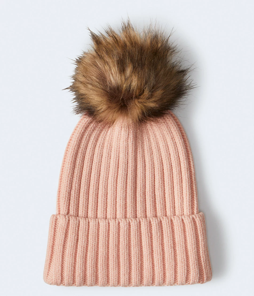 Aeropostale Women's Ribbed Faux Fur Pom Beanie - Image 3