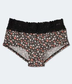 Aeropostale Women's Floral Lace-Trim Boyshort