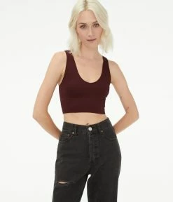 Aeropostale Women's Ribbed Seamless Long-Line Bralette