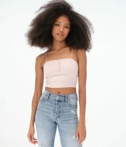 Aeropostale Women's Seriously Soft Snap Henley Cropped Bungee Cami