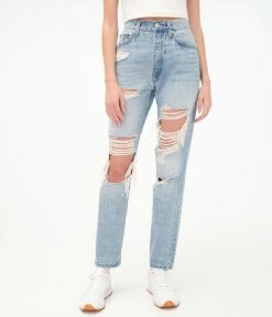 Aeropostale Women's '90S Super High-Rise Straight Hemp Jean