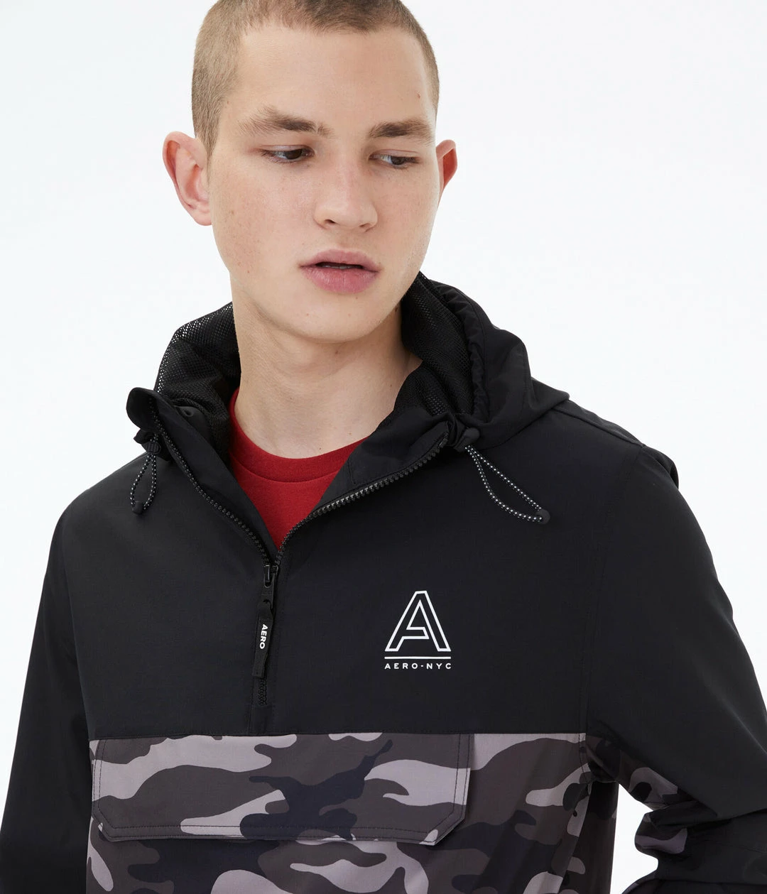 Aeropostale Men's Camo Colorblocked Anorak Jacket - Image 3