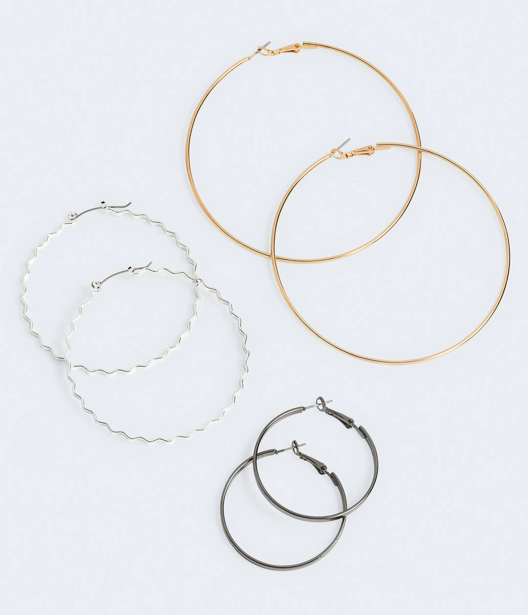 Aeropostale Women's Smooth & Wavy Hoop Earring 3-Pack