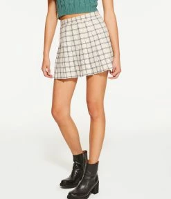 Aeropostale Women's Plaid High-Waisted Pleated Skirt