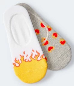 Aeropostale Women's Heart & Flame No-Show Sock 2-Pack***