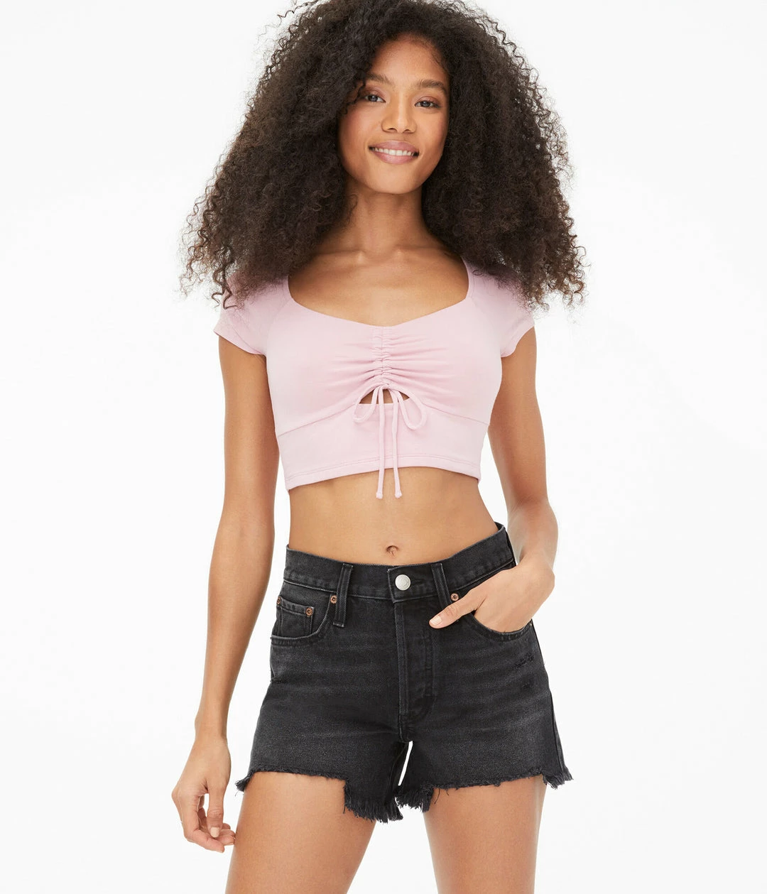 Aeropostale Women's Ruched Keyhole Crop Top - Image 6