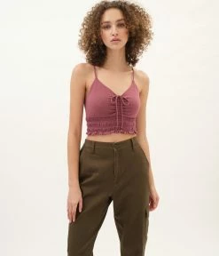 Aeropostale Women's Smocked Tie Cropped Tank***