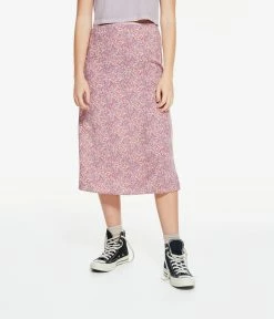 Aeropostale Women's Floral High-Waisted Slip Midi Skirt