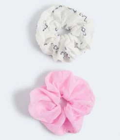 Aeropostale Women's Floral & Solid Jumbo Scrunchie 2-Pack