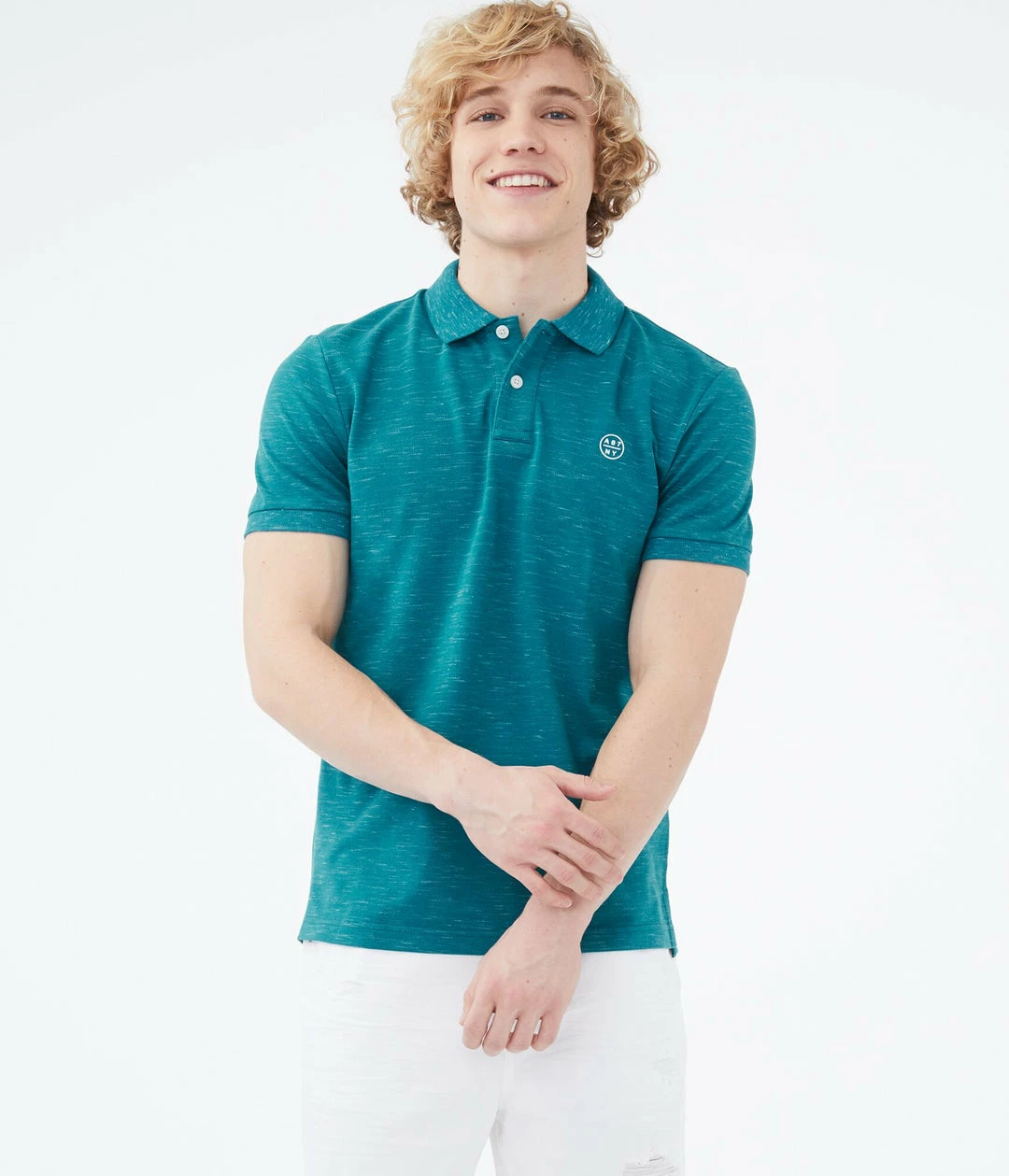 Aeropostale Men's A87 Ny Streaky Stretch Pique Polo Blue - Image 7
