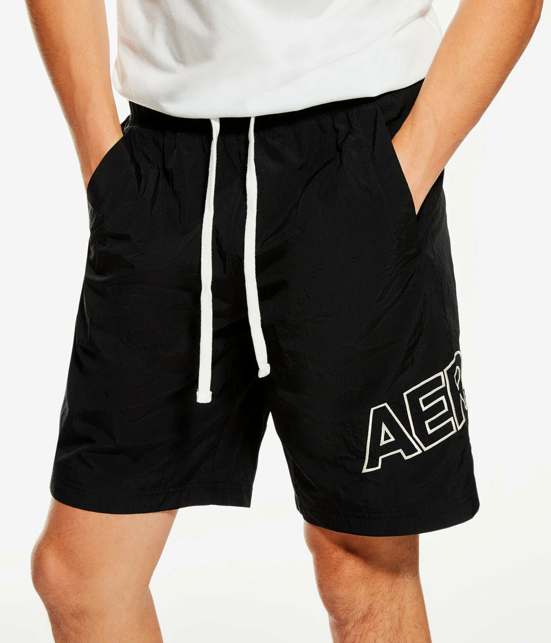 Aeropostale Men's Crinkle Track Shorts 9"