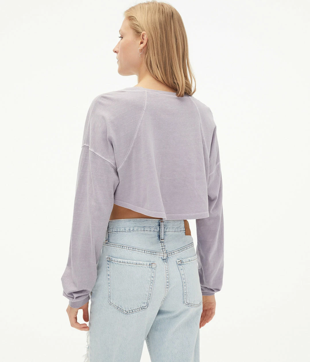 Aeropostale Women's Long Sleeve Washed Oversized Cropped Henley Tee - Image 4