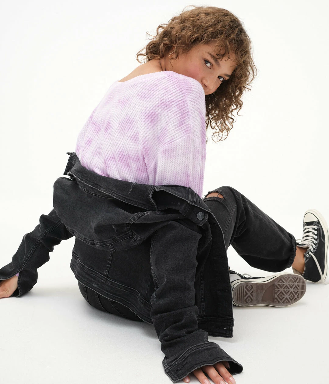 Aeropostale Women's Long Sleeve Cozy Tie-Dye Waffle Tee - Image 3