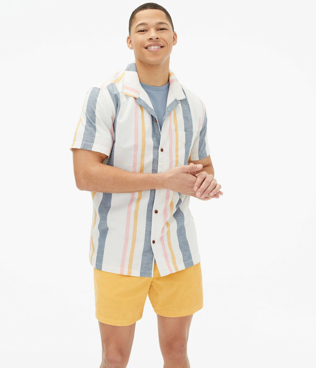 Aeropostale Men's Vertical Stripe Button-Down Resort Shirt