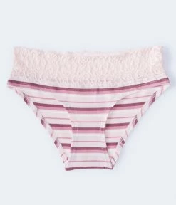 Aeropostale Women's Tonal Stripe Lace-Trim Hipster