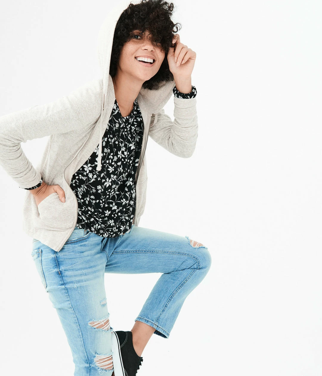 Aeropostale Womens Women's Solid Lightweight Full-Zip Hoodie - Image 2