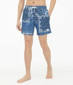 Aeropostale Men's Patchwork Bandana Swim Trunks 7"