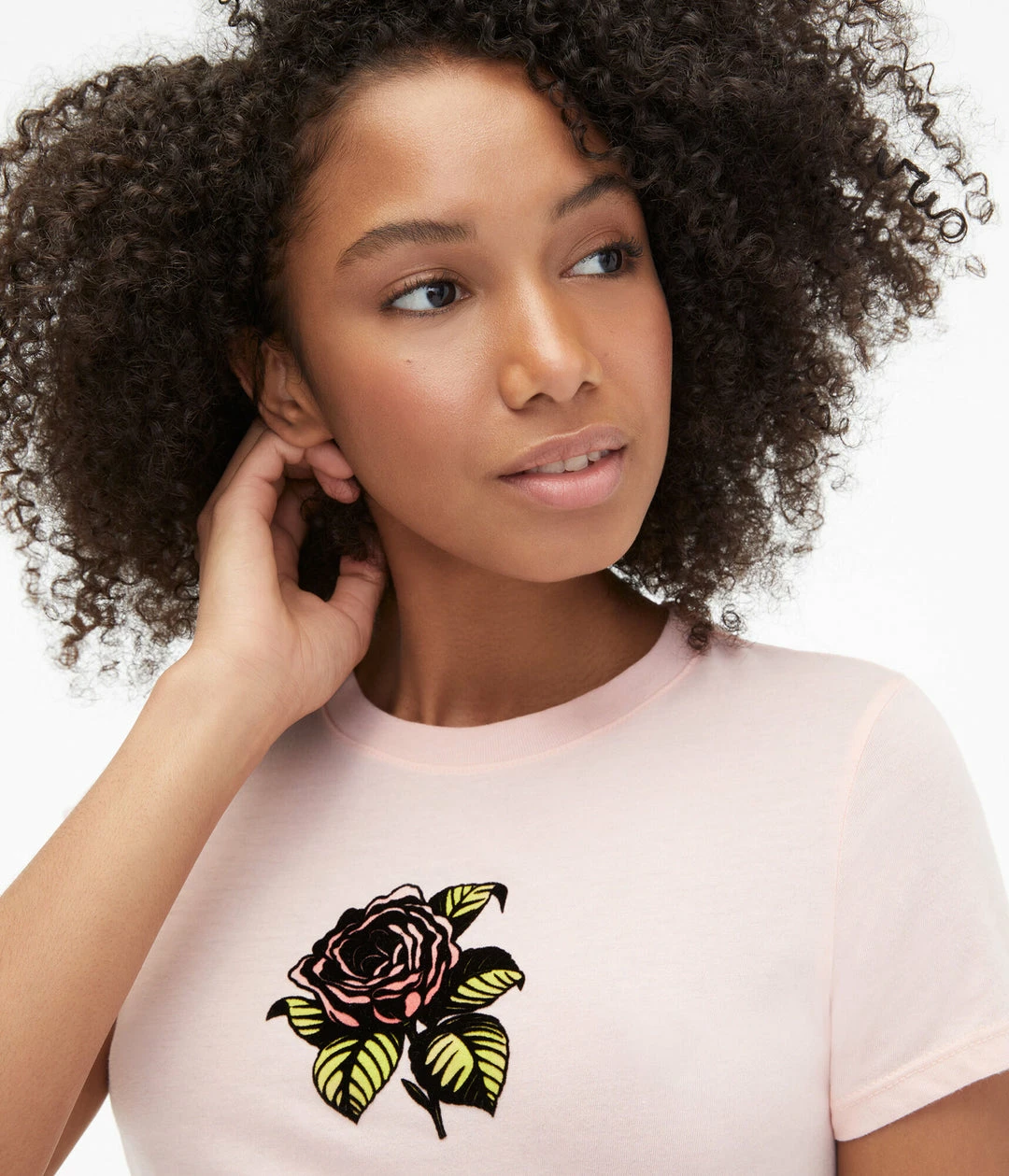 Aeropostale Women's Flocked Rose Graphic Tee - Image 2
