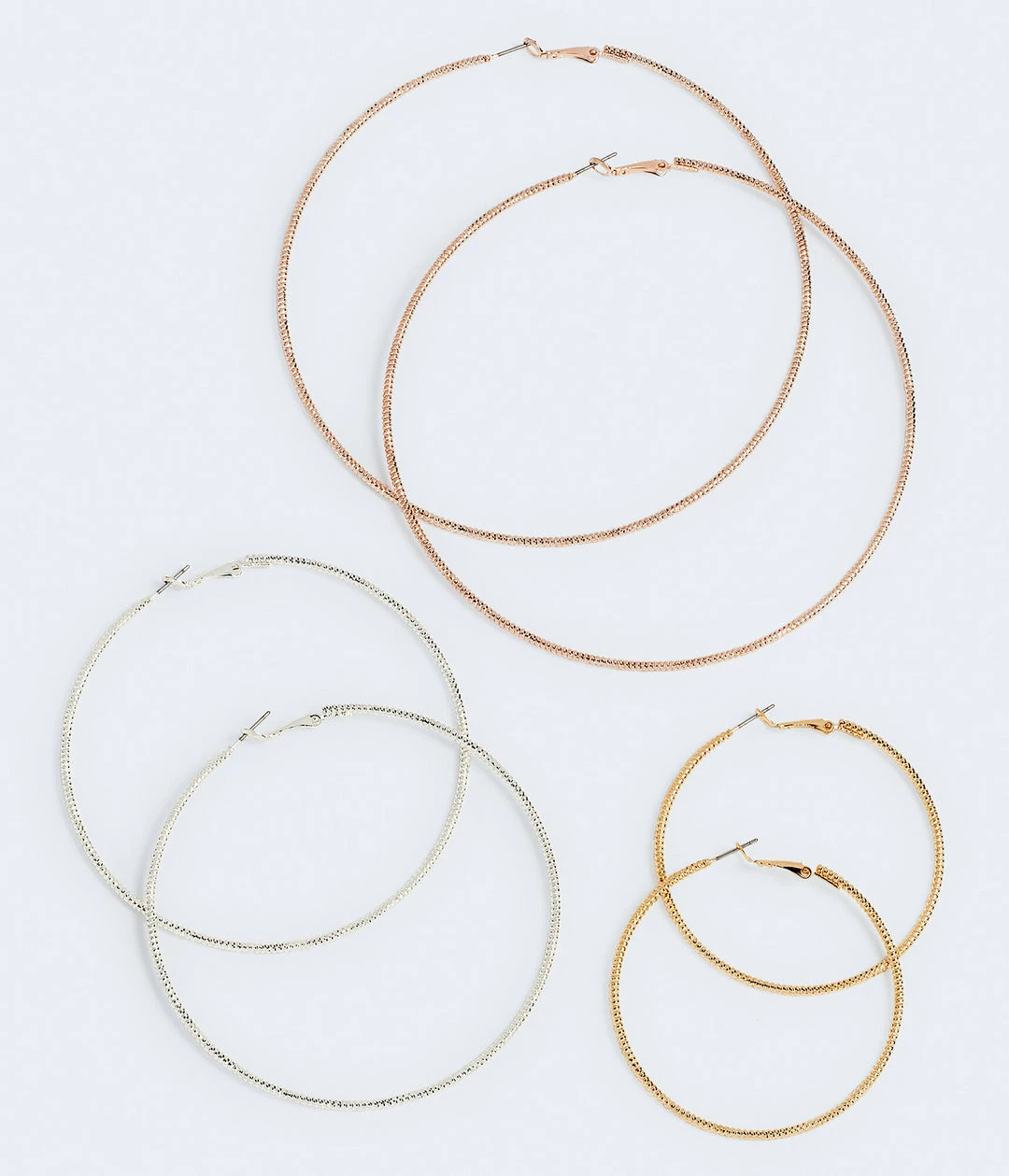 Aeropostale Women's Textured Trio Hoop Earring 3-Pack