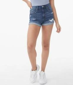 Aeropostale Womens Seriously Stretchy Super High-Rise Denim Midi Shorts