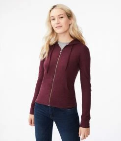Aeropostale Womens Women's Solid Lightweight Full-Zip Hoodie Blue