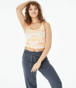 Aeropostale Women's Tie-Dye Waffle-Knit Ruched Tank***