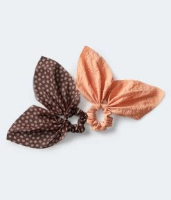 Aeropostale Women's Daisy & Solid Bow Scrunchie 2-Pack