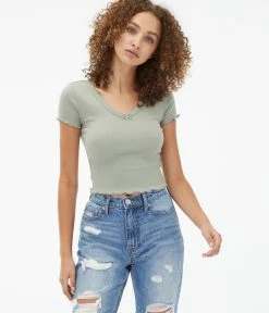 Aeropostale Women's V-Neck Cropped Shrunken Tee***