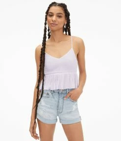 Aeropostale Women's Smocked Cropped Babydoll Tank